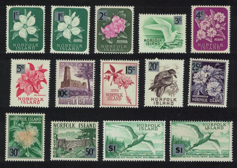 Norfolk Birds Flowers Decimal Currency Overprints 14v SG#60-71a