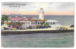 Miami Beach, Florida to New York 1953 PPC Lighthouse on the Ocean, Scott 806