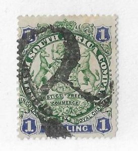 Rhodesia Sc #33 1sh used with fancy 'R' cancel VF