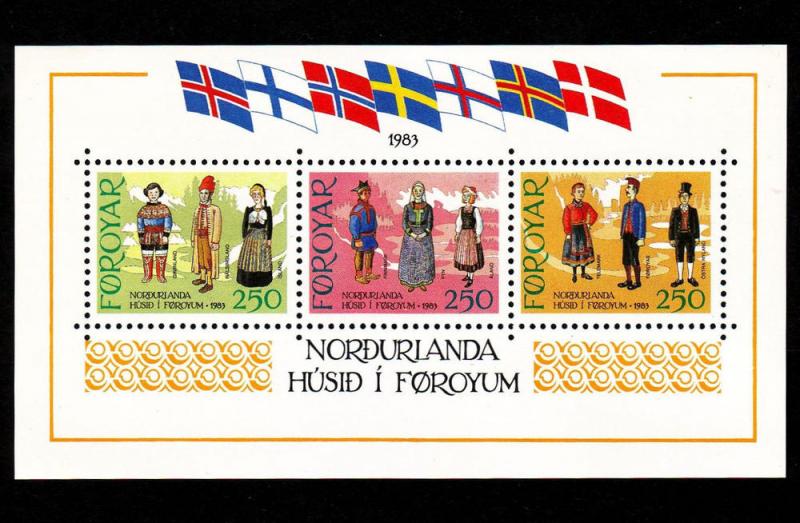 Faroe Islands  Mint Souvenir Sheet Scott #101  (Costumes)