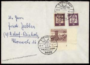 Germany 1962 Gutenberg Postal Card Indicia Cutout Used On Cover 71065