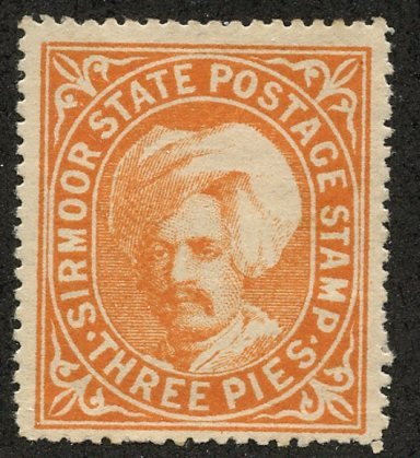 India- Feud, Sirmoor, Scott #4, Unused, Hinged