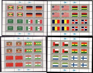 United Nations New York-Sc#450-65- id8- four unused NH sheets-Flags-1985-