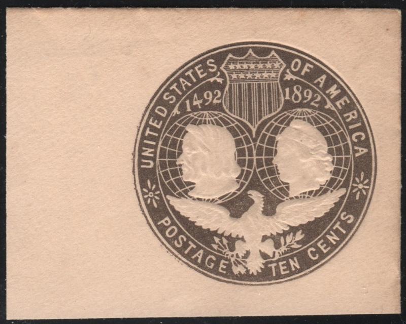 SC#U351 10¢ Columbus & Liberty Cut Square: Full Corner (1893) Unused