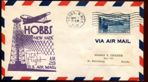 USA SC# 745 Airport Dedication Hobbs New Mexico FIRST FLIGHT AM29 Air MAIl Cover