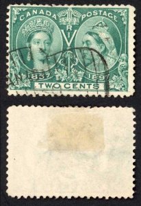Canada SG124 2c Green 1897 Jubilee Fresh Colour Used (crease) Cat 16 Pounds