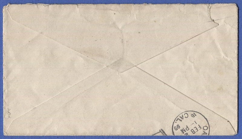 1899 Spanish American War Early cover PHILIPPINES to Oakland, CA, from Soldier