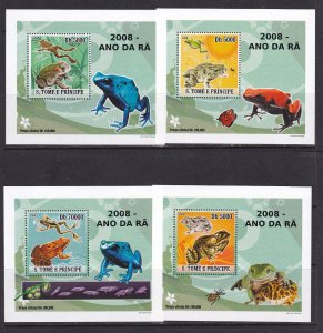 Sao Tome and Principe 2008 Frogs 4 S/Sheets Deluxe Edition MNH