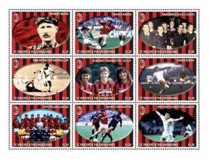 St. Vincent 2011 - SC# 3786 Italian Football League, Soccer - Sheet of 9 - MNH