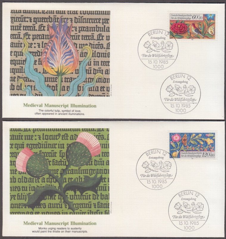 GERMANY (BERLIN) Sc # 9NB227-30 SET OF 4 FDC - ILLUSTRATIONS from MEDIEVAL