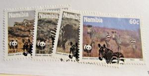 NAMIBIA Sc #694 695 696 697  Θ used, Zebra, WWF postage stamp set Fine +
