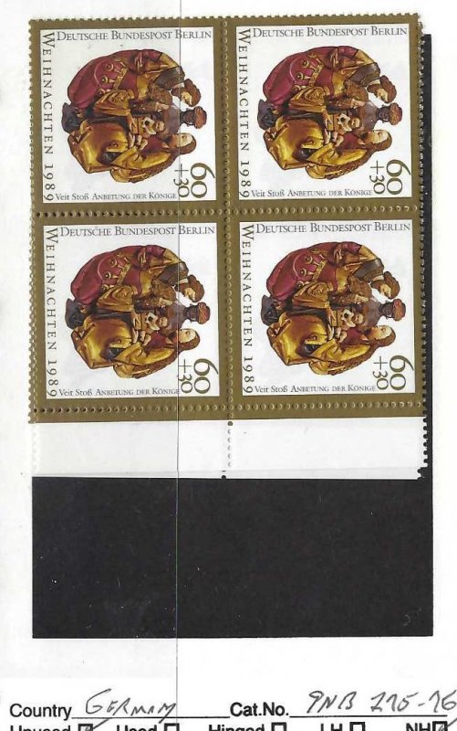 GERMANY BERLIN 9NB275-276 MNH BLOCKS OF 4 [D3]