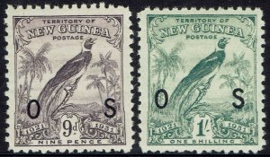 NEW GUINEA 1931 DATED BIRD OS 9D AND 1/- 