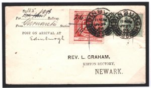 GB Scotland *DUNDEE & ARBROATH RAILWAY* 2d Red Letter Stamp 1906 Cover RARE 27m 