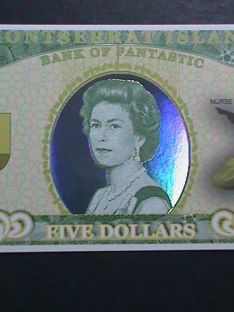 ​MONTSERRAT ISLANDS-COLLECTIBLES $5 UNCIRCULATED POLYMAR HOLOGRAM NOTE-VF