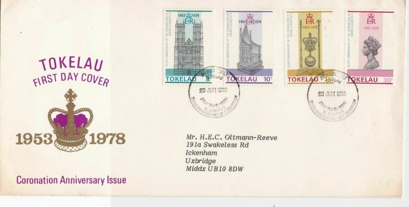 Tokelau Islands 1978 Coronation Anniversary issue Crown Stamps FDC Cover Rf28562