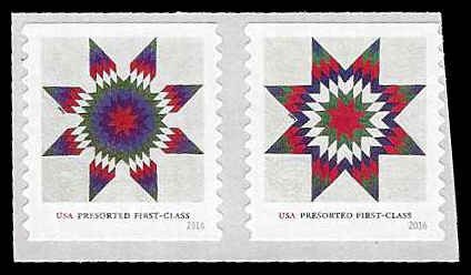PCBstamps  US #5098/5099a Coil Pair 50c(2x25c)Star Quilts, MNH, (5)