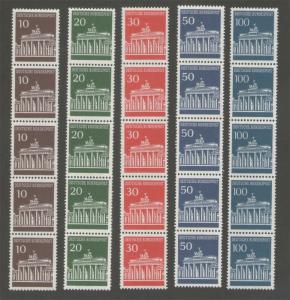 Germany Berlin 1966 Sc 952-956 Strip 5 with # coil MNH