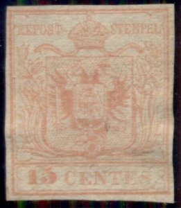 AUSTRIA LOMBARDY-VENETIA #4, 15c imperf, og, LH, nice margins, VF, Scott $2,600