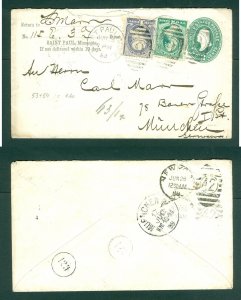 USA. 1888 Stationery Cover. 2c. Franklin + 1c Franklin +2c.Washingt.Adr: Germany