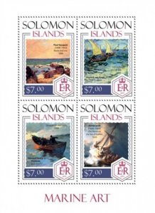 Solomon Islands - 2014 Marine Art - 4 Stamp Sheet - 19M-403