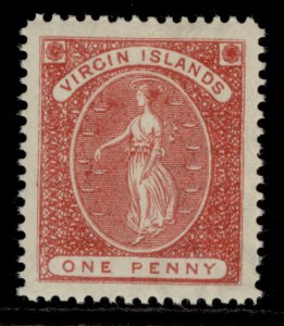 BRITISH VIRGIN ISLANDS QV SG33, 1d rose-red, LH MINT.