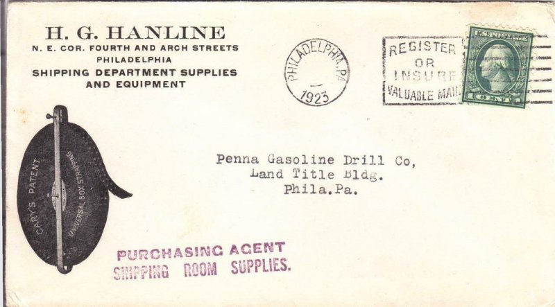 1923,Adv: H.G.Hanline Shipping Supplies, Philadelphia to Philadelphia,PA (39966)