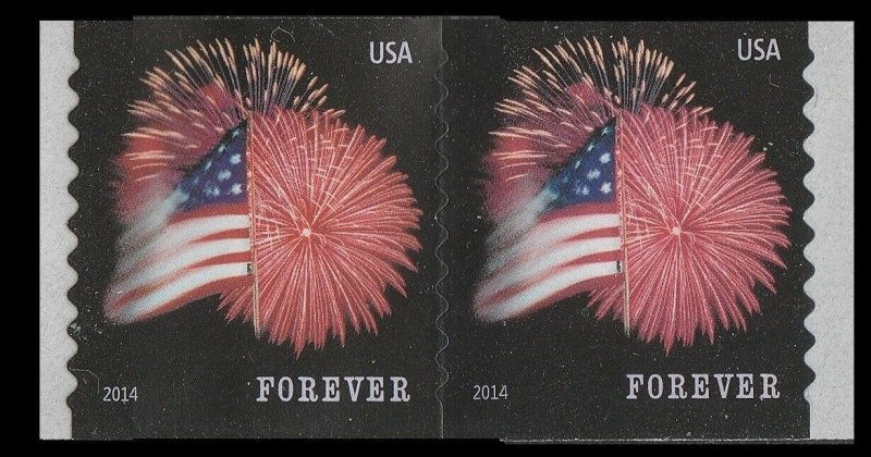 US 4854 Star-Spangled Banner forever coil pair APU (2 stamps) MNH 2014 