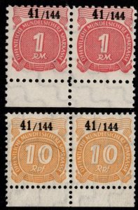 Vintage Germany Public Trustee Savings Bank Stamps 10 Pfennig & ! Reichsmark MNH