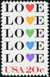 Love Issue One Pack of Ten 20 Cent Postage Stamps Scott 2072