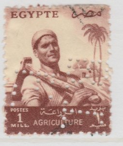 Perfin Egypt 1954-55 1m Used Stamp A19P48F1004-