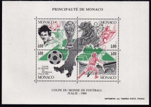 Sc# 1718 Monaco 1990 World Cup Soccer S/S souvenir miniature sheet MNH $13.00 