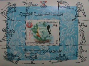 YEMEN-1968- UNDER SEA WORLD- BUTTERFLY FISH , MNH  S/S SHEET