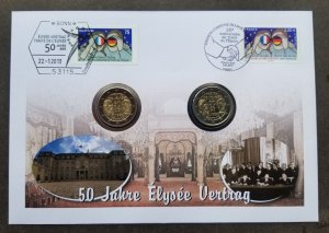 Germany France Joint Issue 50 Years Elesie Treaty 2013 FDC (coin cover *dual PMK