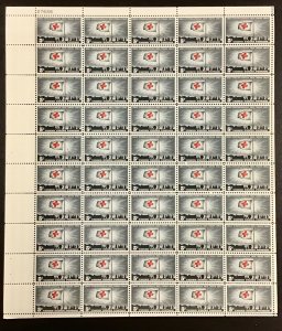 1239  International Red Cross Centennial  MNH 5 c Sheet of 50   FV $2.50   1963