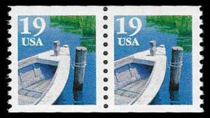 PCBstamps   US #2529 Coil Pair 38c(2x19c)Fishing Boat, Ty1, MNH, (23)