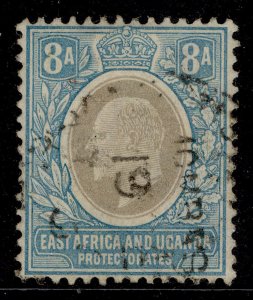 EAST AFRICA and UGANDA EDVII SG25, 8a grey & pale blue, FINE USED. Cat £12.