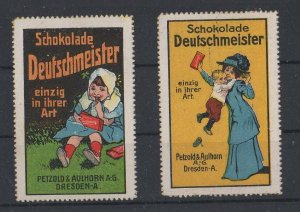 Germany - Pair of Deutschmeister  Chocolate Advertising Stamps -MH OG