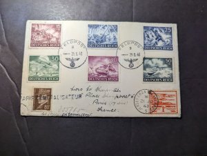 1943 Germany France Jersey Islands Multiple Postage Feldpost Cover to Paris