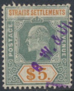 Straits Settlements    SC# 104 spacefiller  Used  see details & scans CV $180