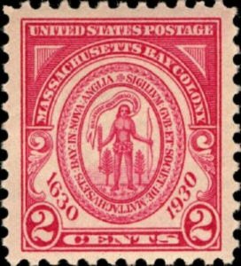 1930 2c Massachusetts Bay Colony, Carmine Rose Scott 682 Mint F/VF NH