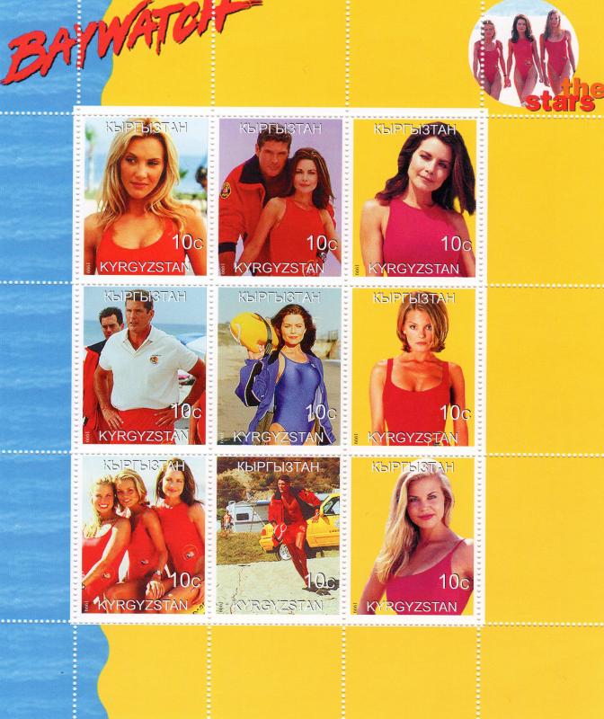 Kyrgyzstan 1999 Baywatch American TV Sheet Perforated mnh.vf