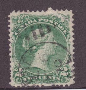 CANADA #24  very fine used 2c green Large Queen partial date