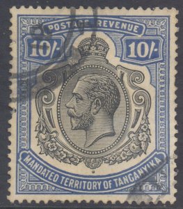 Tanganyika Scott 43 - SG106, 1927 George V 10/- fiscally used