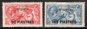 BRITISH LEVANT — SG 49s, 50s — 90pi, 180pi SPECIMEN OVPTS — MH — SG £210