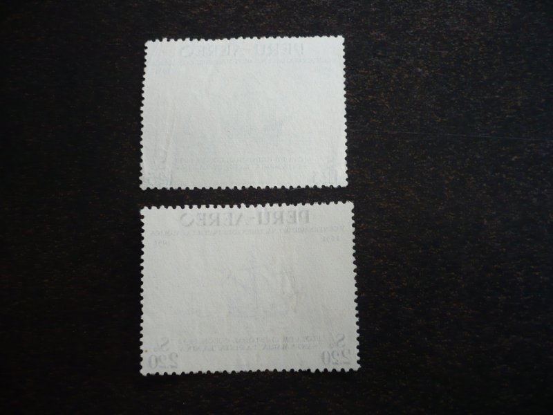 Stamps - Peru - Scott # C125-C126 - Mint Hinged & Used Part Set of 2 Stamps