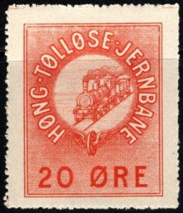 Vintage Denmark Private Local Stamp 20 Ore Høng-Tølløse Railways Unused