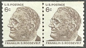 USA 1968, SC 1305, F, Unused, MNH, Franklin D. Roosevelt - Coil, Joint Line Pair