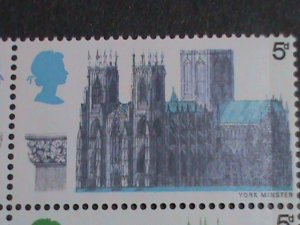 ​LIECHTENSTEIN STAMP-1969-SC#589-2 VIEW OF BRITISH CATHEDRALS MNH BLOCK OF-4