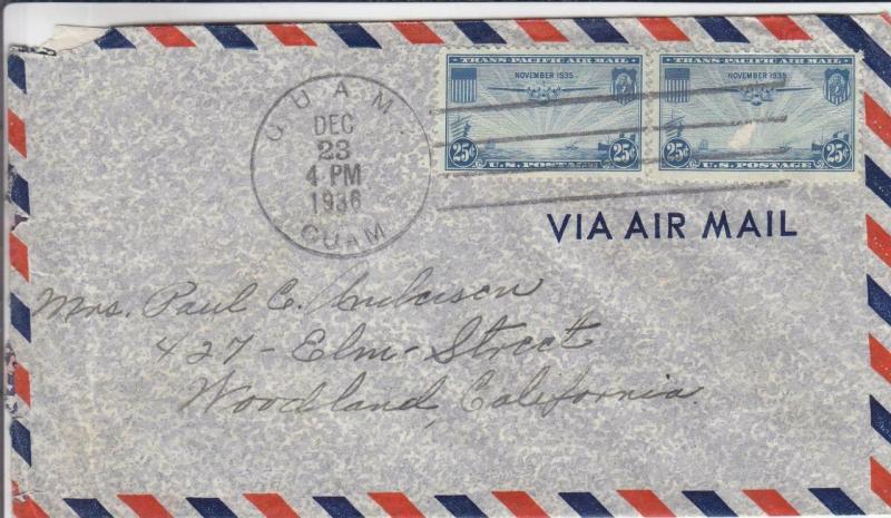 1936, Guam to Woodland, TX via Pacific Clipper, See Remark (23280)